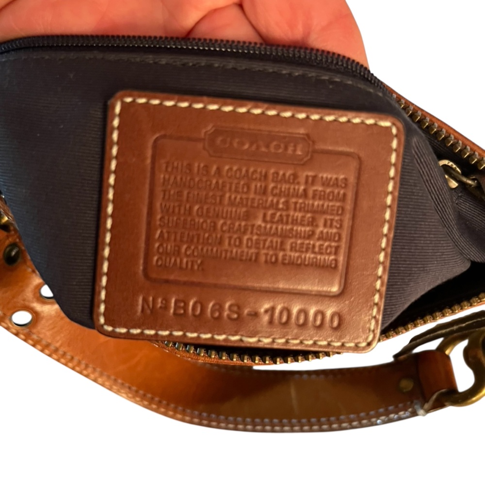 Coach Navy Leather , Denim Patchwork Bag Mixed Me… - image 5